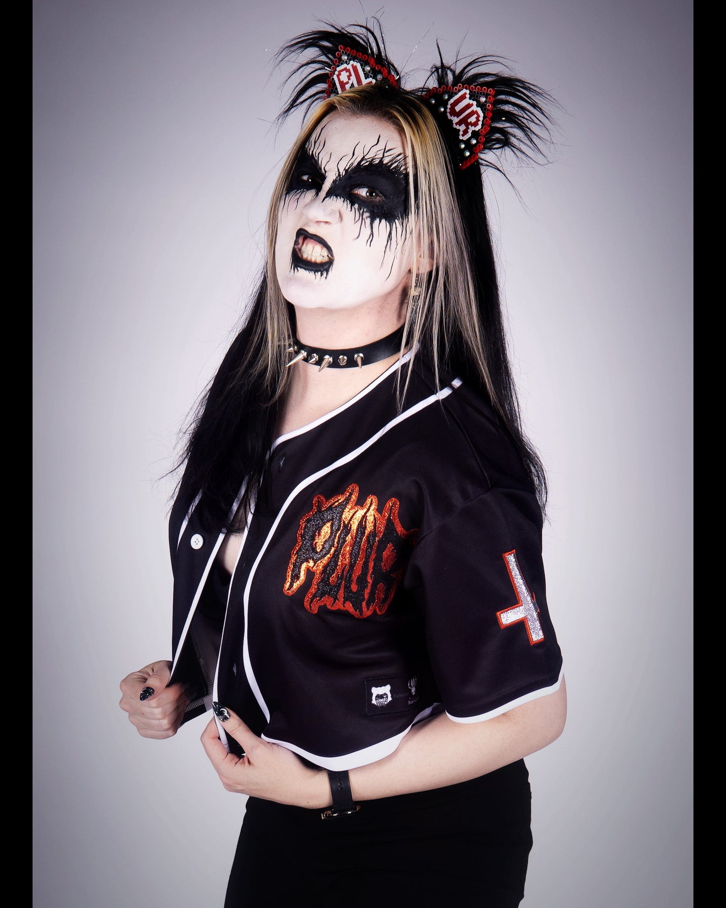 Black Metal PLUR Crop Baseball Jersey