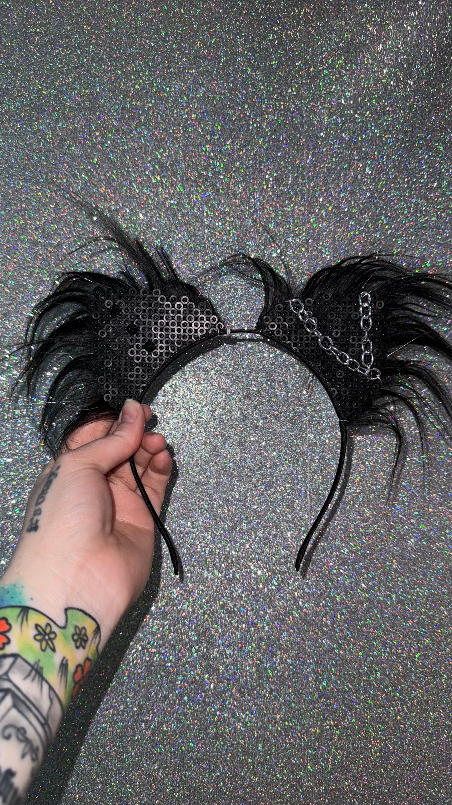 Black Spike & Chain Ears
