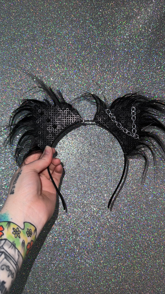 Black Spike & Chain Ears