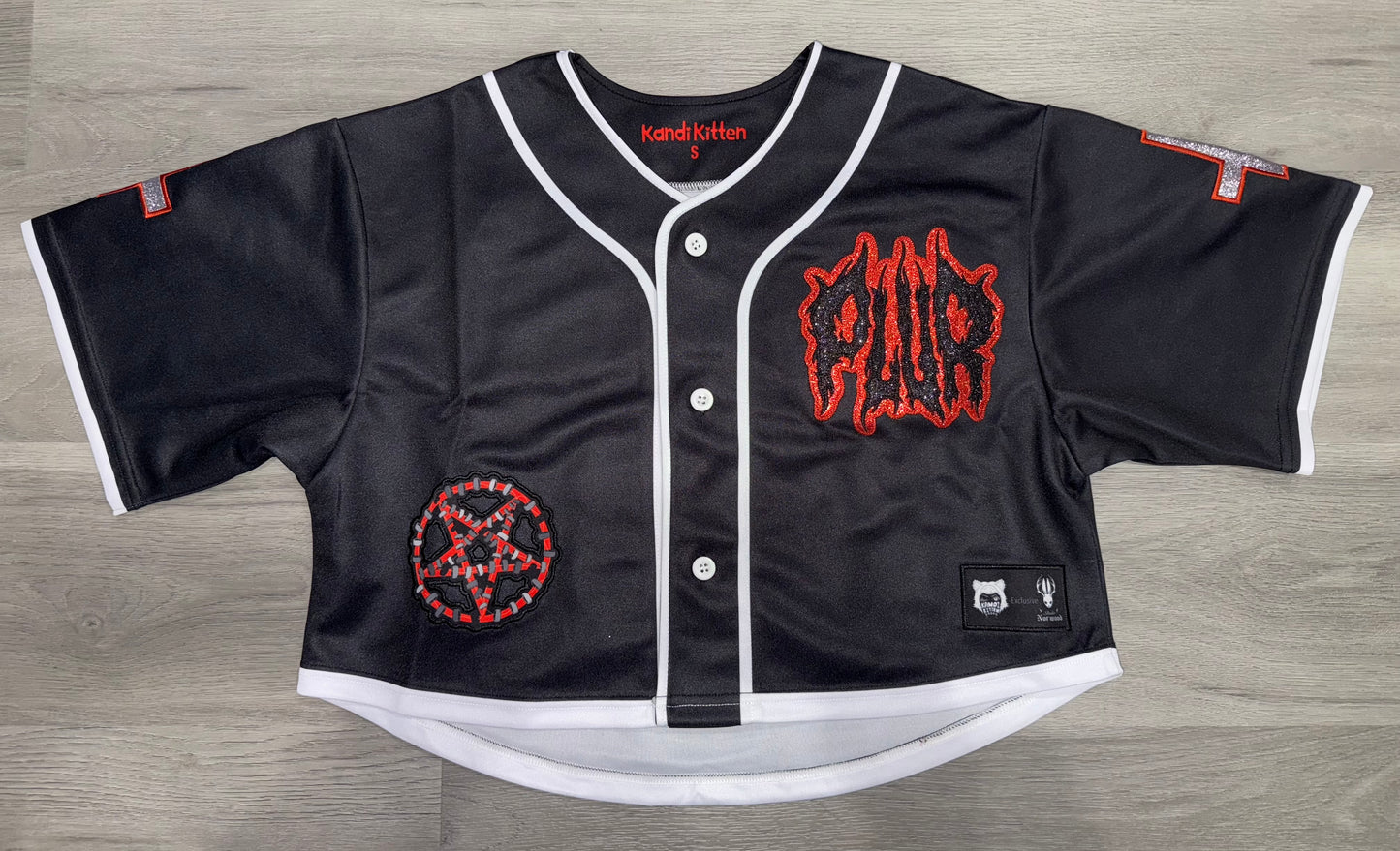 Black Metal PLUR Crop Baseball Jersey